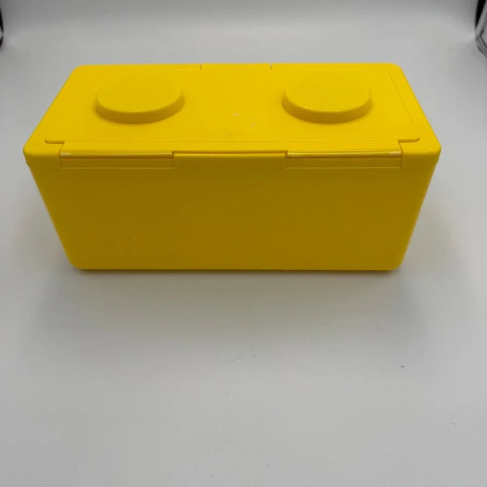 Vintage Chubs Stackables Yellow Plastic Baby Wipe Storage Box Brick Style
